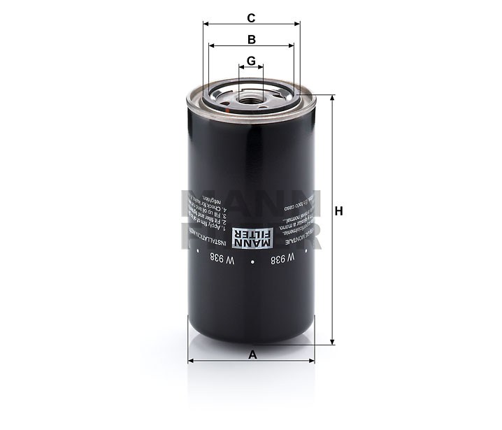 W 938 Filtres interchangeables SpinOn