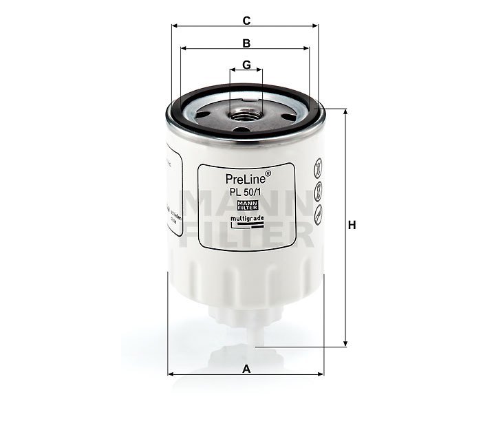 PL 50/1 Filtre à carburant SpinOn (préfiltre)
