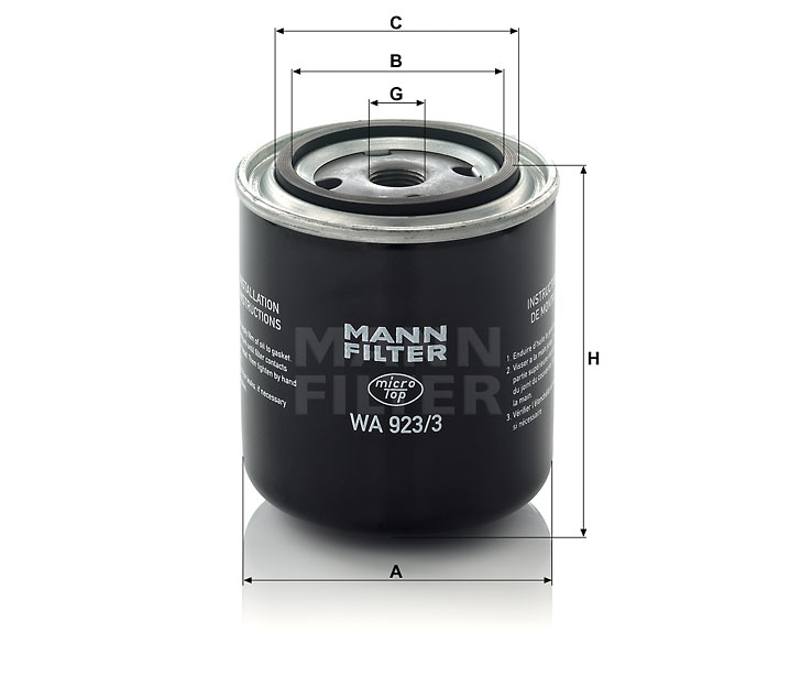 WA 923/3 Filtre à liquide de refroidissement