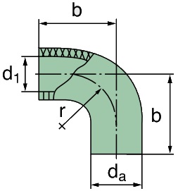 39 000 25 264 Coude 90°, ID=60mm x 115mm (caoutchouc)