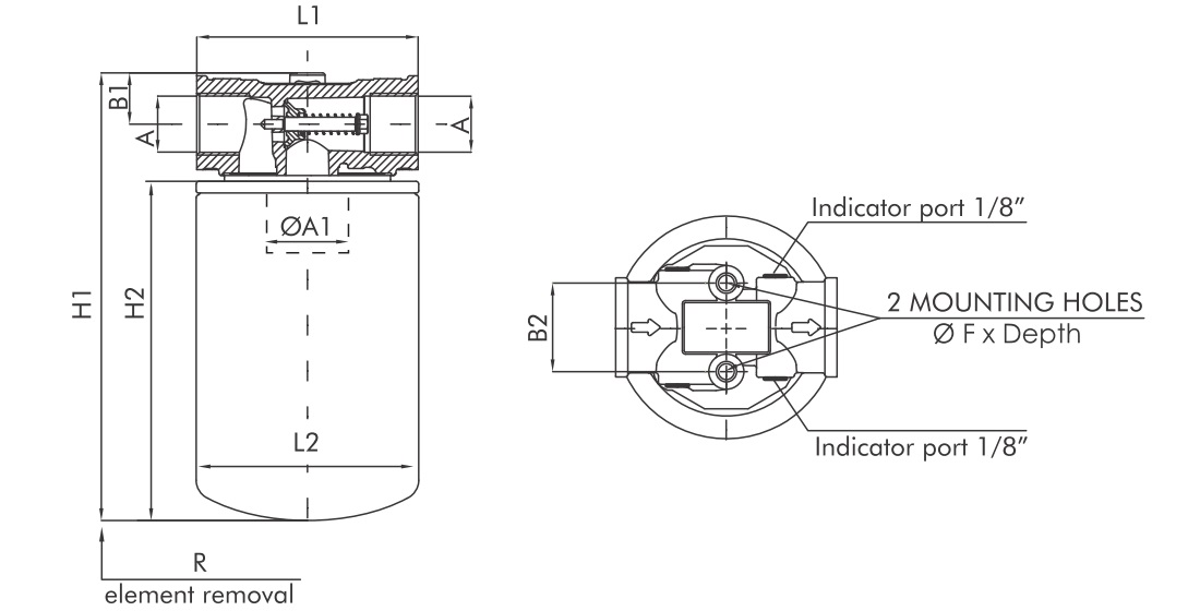 FA111C10BB4SS1 Filtre de ligne (filtre d'aspiration)