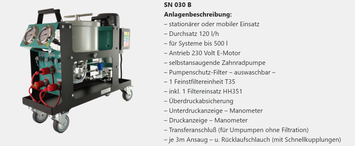 SN 030-B Groupe de filtration mobile