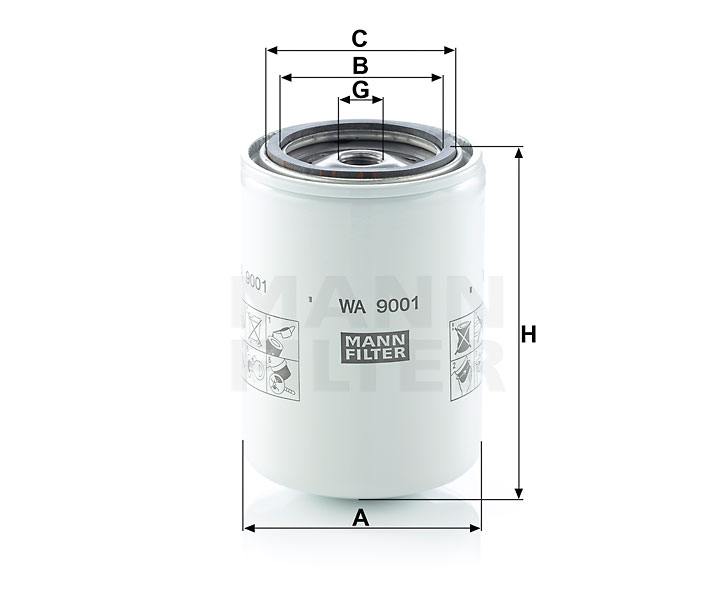 WA 9001 Filtre liquide de refroidissement SpinOn