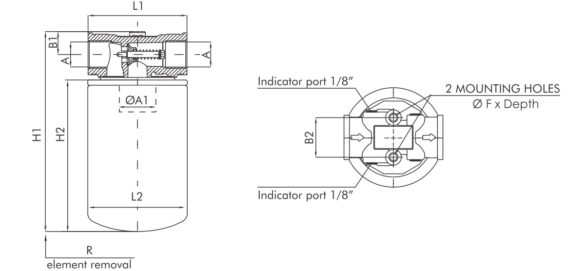 FA110T125BB40S1 Filtre de ligne (filtre d'aspiration)
