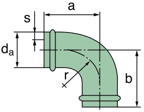 39 000 25 124 Coude 90°, AD=100mm x 110mm (St)
