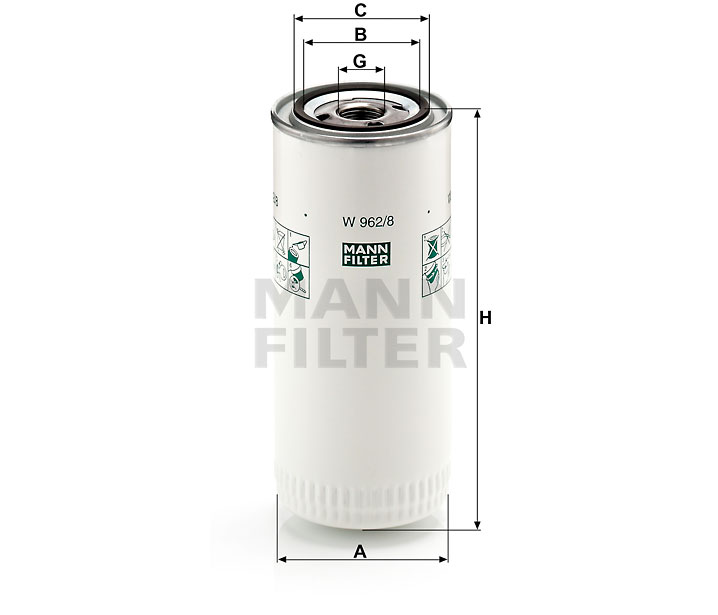 W 962/8 Filtres interchangeables SpinOn