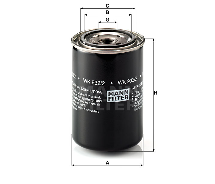 WK 932/2 Filtre à carburant SpinOn