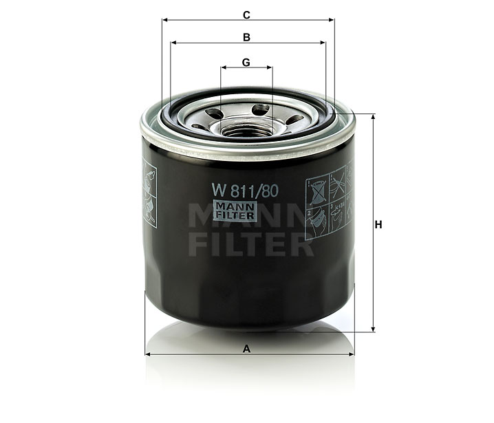 W 811/80 Filtre à huile SpinOn