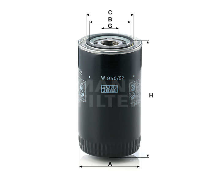 W 950/22 Filtres interchangeables SpinOn